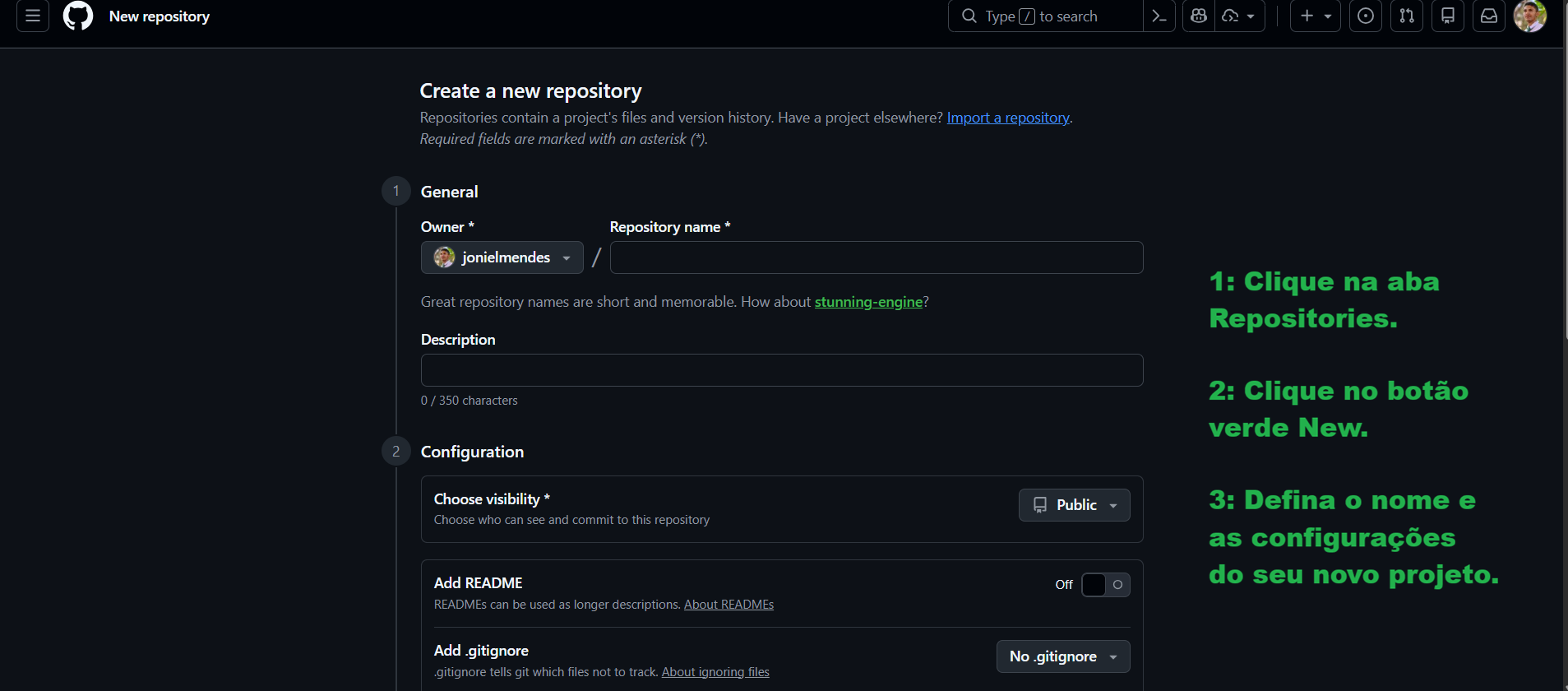 Crie o seu repositório