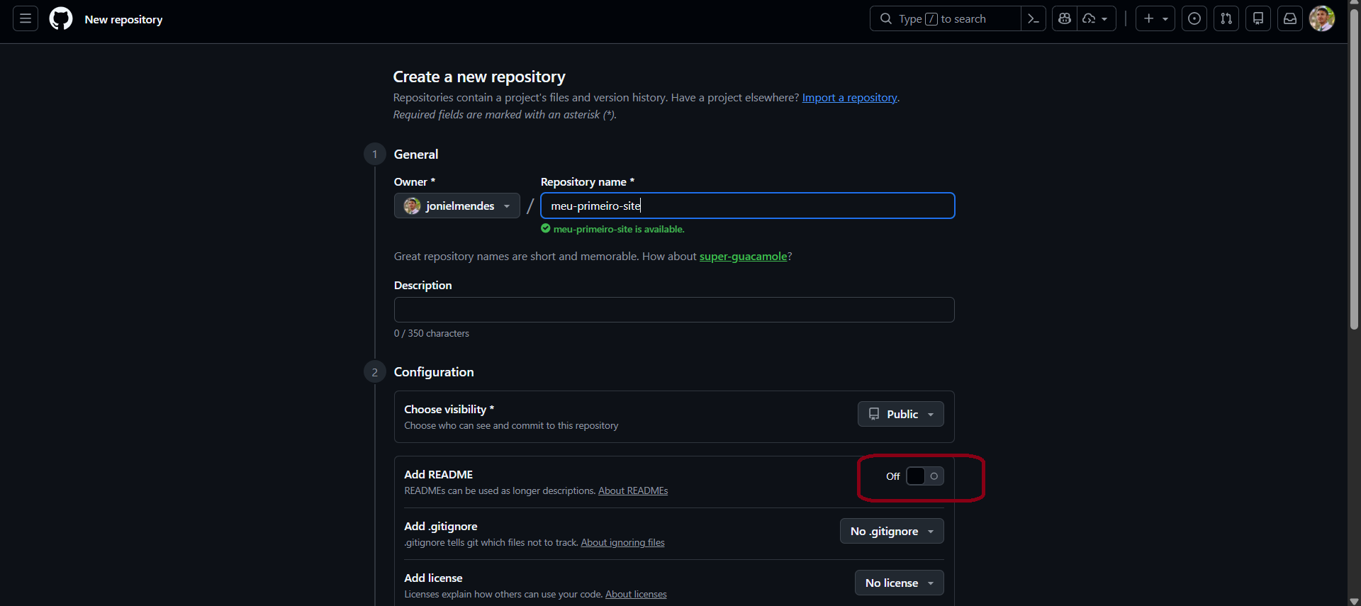 Criando repositório vazio
