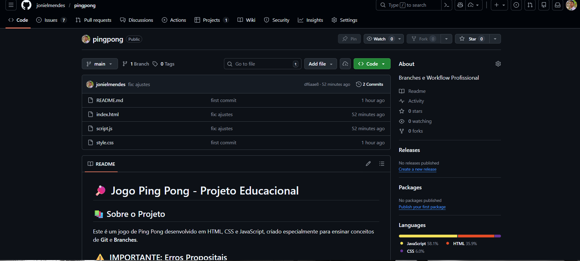 Repositório Ping Pong